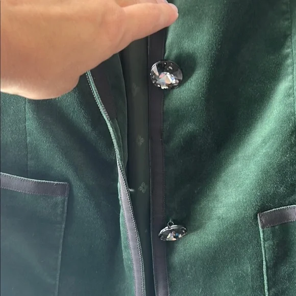 Kate Spade Green Velvet Blazer Classic Suit Jacket - Picture 4 of 11